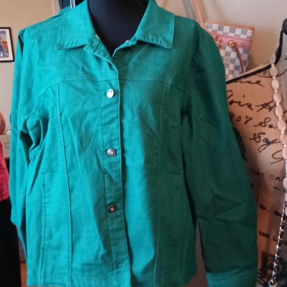 Denim&Co Jackets & Blazers - D& Co Green Denim Jacket